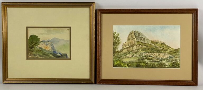Alexis MOSSA (1846-1926) - Paysage - Deux aquarelles sur papier - L'une signée,…