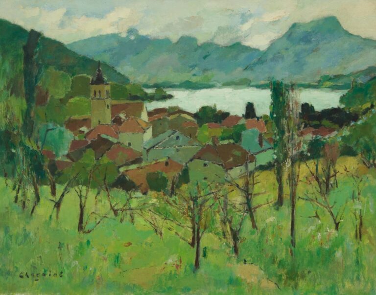 Alfred CHAGNIOT (1905-1991). - Le lac d'Annecy - Huile sur toile, signée en bas…