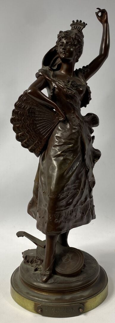 Alphonse COLLE (1857-1935) - Carmen - Epreuve en bronze à patine brune nuancée,…