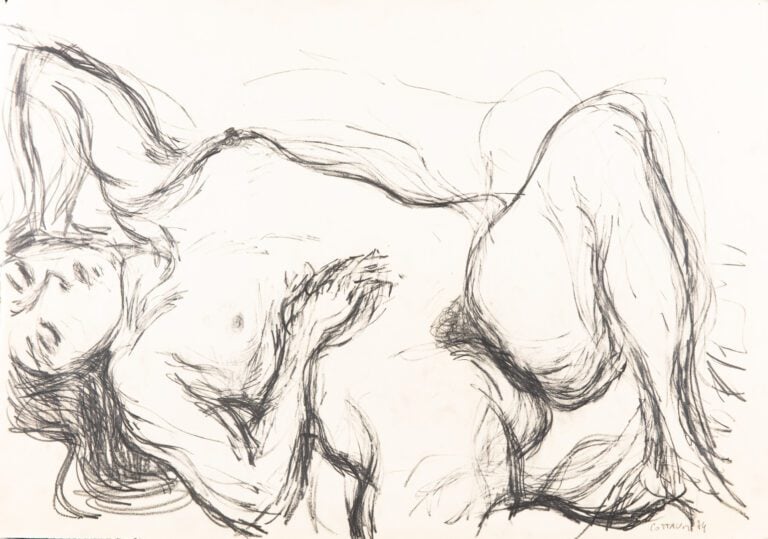 André COTTAVOZ (1922-2012). - Deux études de nu, 1974 - Dessin au fusain double…