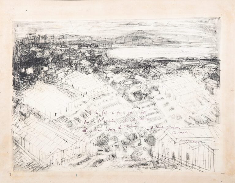 André COTTAVOZ (1922-2012). - Vue de la baie de Cannes - Dessin au pastel gras,…