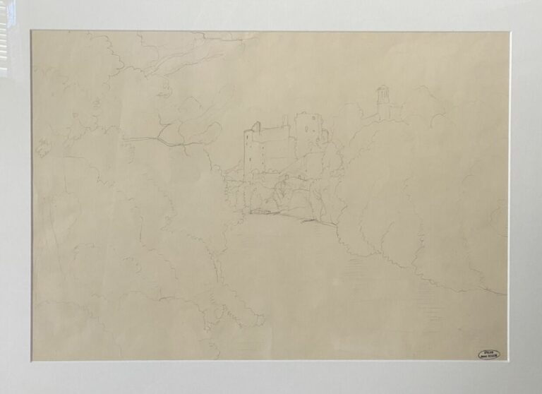 André DERAIN (1880-1954) - Paysage avec un château - Crayon sur papier, cachet…