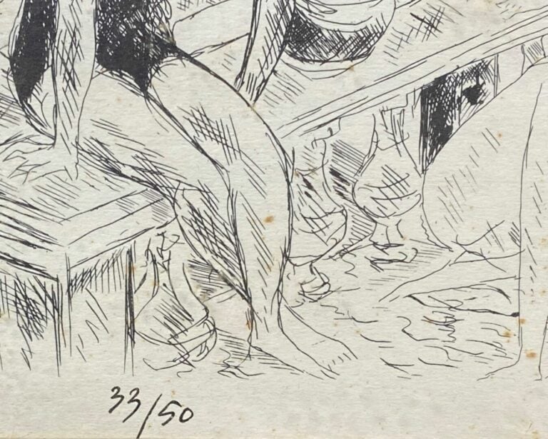 André DUNOYER DE SEGONZAC (1884-1974) - Scène animée sur la plage - Lithographi…