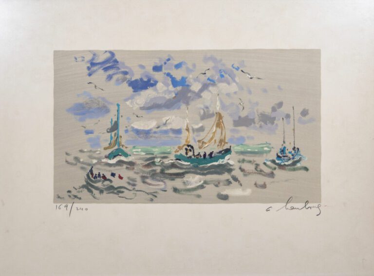 André HAMBOURG (1909-1999) - Les pêcheurs - Lithographie, signée en bas à droit…