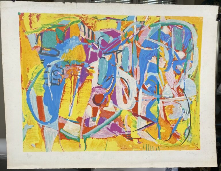 André LANSKOY (1902-1976) - Composition - Lithographie en couleurs sur vélin, s…