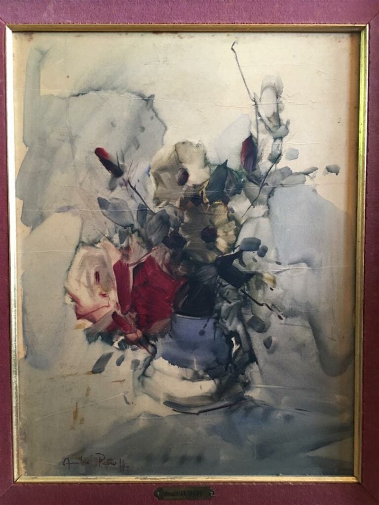 André PETROFF (1894-1975). - Bouquet de fleurs - Huile sur panneau, signée en b…