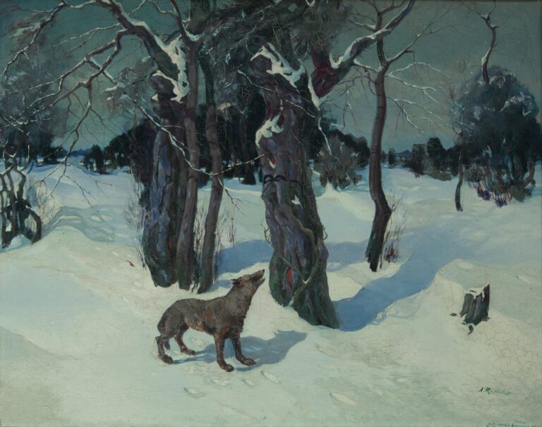 André RATOUCHEFF (1903-1982). - Le loup solitaire - Huile sur toile, signée, lo…
