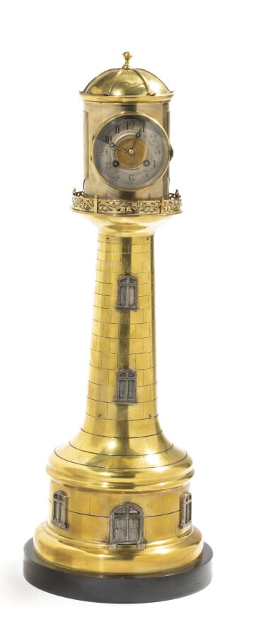 André-Romain GUILMET (1827-1892) - Pendule phare à mouvement en forme de phare…