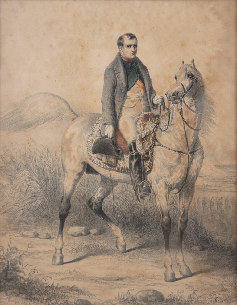Ange-Louis JANET-LANGE (1815-1872). - Napoléon I à cheval - Deux lithographies…