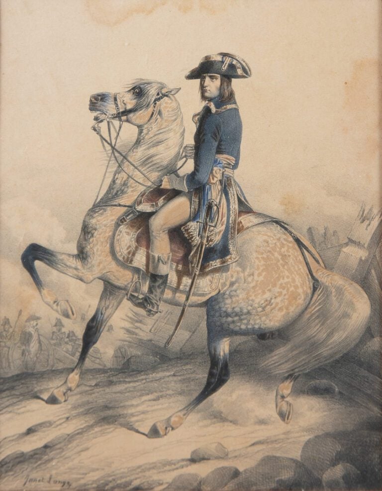 Ange-Louis JANET-LANGE (1815-1872). - Napoléon I à cheval - Deux lithographies…