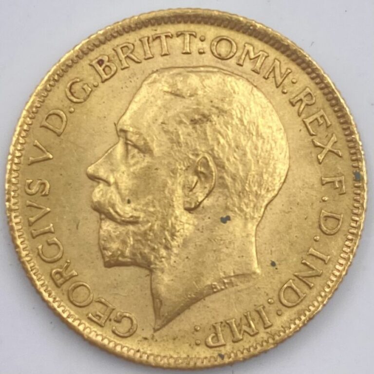 ANGLETERRE - Un souverain en or de type Georges V - Revers Saint- Georges 1914…