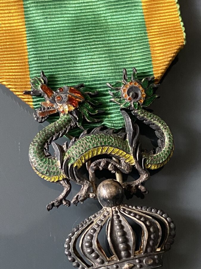 ANNAM - Ordre du Dragon, fondé en 1884, étoile de chevalier, légèrement réduite…