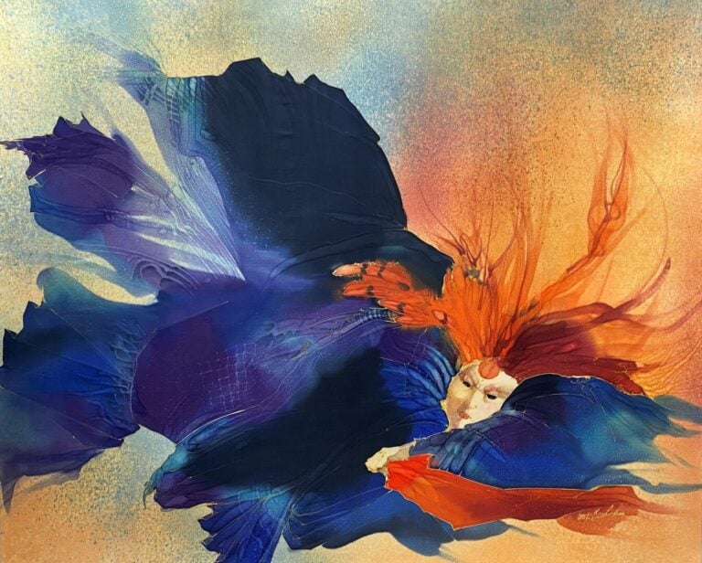 Anne BACHELIER (1949) - Le repos - Peinture sur soie, signée en bas à droite -…