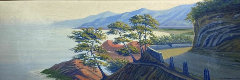 Antoine-Emmanuel JORIOT (XXème siècle) - Paysage d'Algérie en bord de mer - Hui…