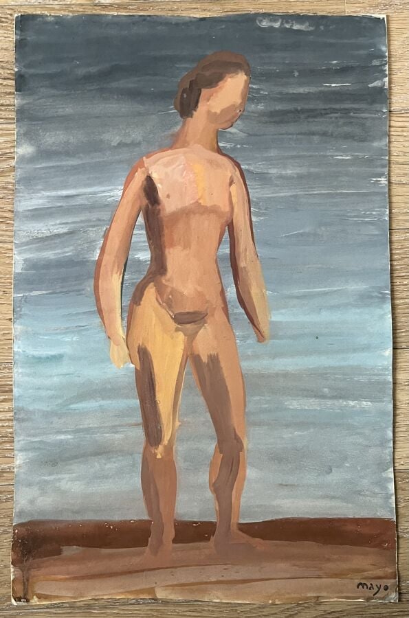 Antoine MAYO (1905-1990) - Nu - Gouache sur papier, cachet de la signature en b…