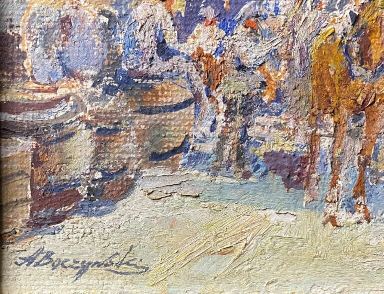 Antoni BOCZYNSKI (Pologne, 1907-1979) - Le port de pêche - Huile sur panneau, s…