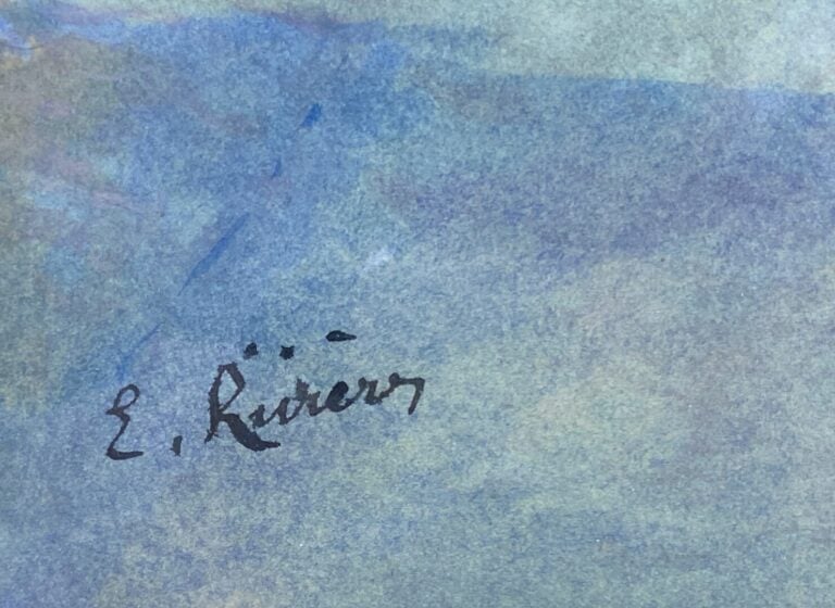 Aquarelle sur papier Scène animée dans une rue et huile sur toile Vue de port (…