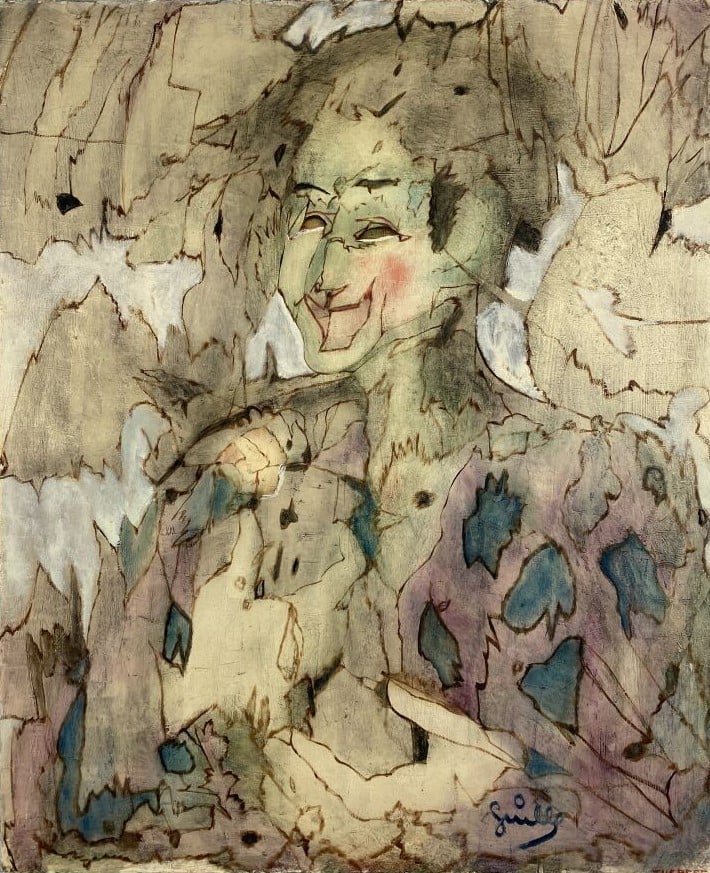 ARCHIGUILLE (1932-2017) - Clown et pantin - Huile sur toile, signée vers la dro…
