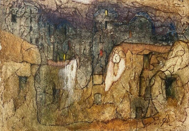 ARCHIGUILLE (1932-2017) - Crépuscule au village - Huile sur toile, signée en ba…