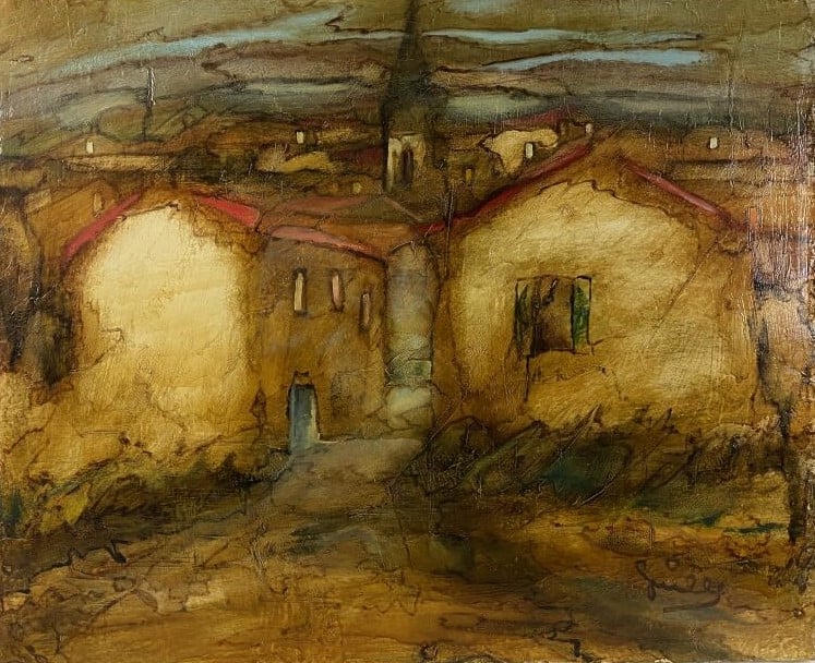 ARCHIGUILLE (1932-2017) - Entrée du village - Huile sur toile, signée en bas à…
