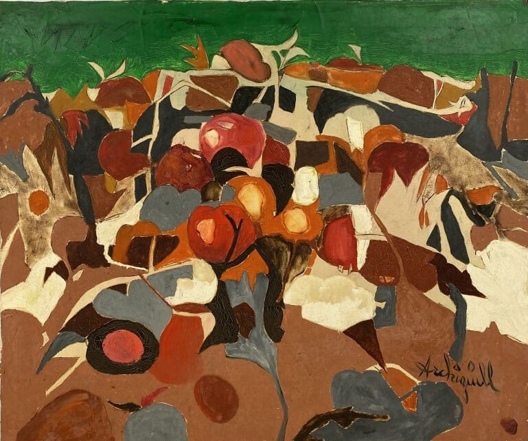ARCHIGUILLE (1932-2017) - Etal de primeur - Huile sur toile, non signée - Titré…