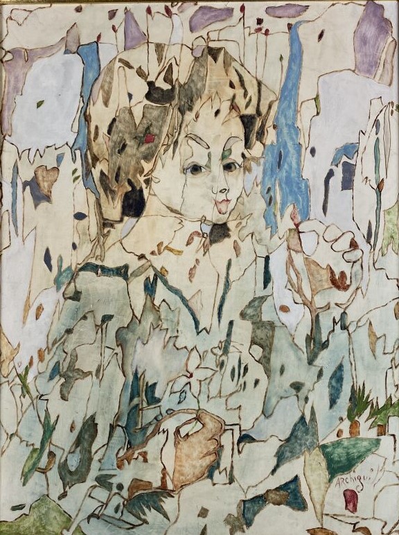 ARCHIGUILLE (1932-2017) - Jeune fille à la fleur - Huile sur toile, signée en b…