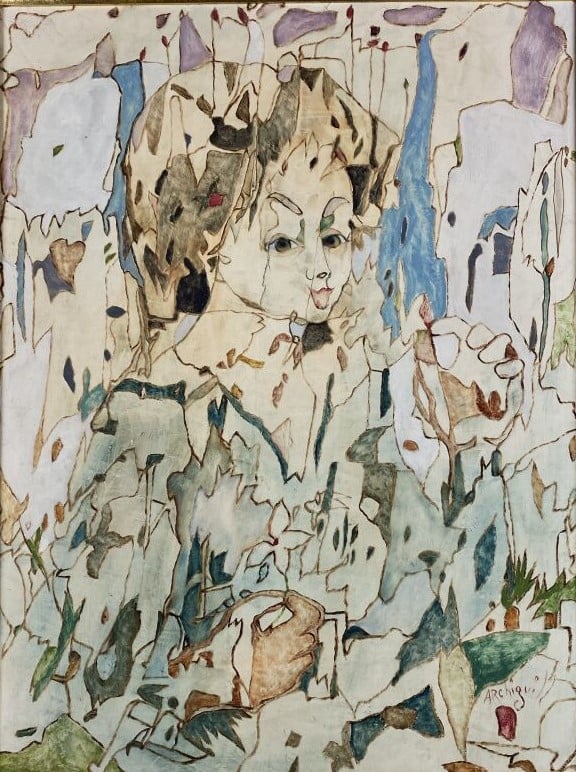 ARCHIGUILLE (1932-2017) - Jeune fille à la fleur - Huile sur toile, signée en b…