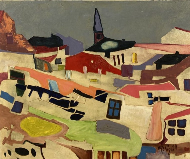 ARCHIGUILLE (1932-2017) - La chapelle - Huile sur toile, signée en bas à droite…
