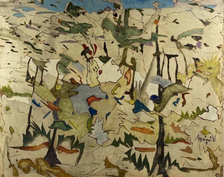 ARCHIGUILLE (1932-2017) - Lac en Auvergne - Huile sur toile, signée en bas à dr…