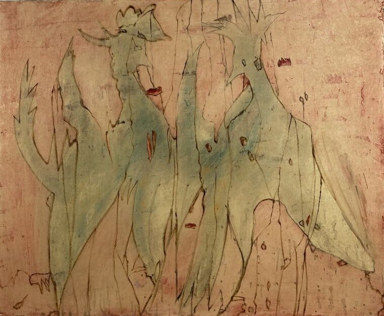 ARCHIGUILLE (1932-2017) - Les coqs - Huile sur toile, non signée - Titrée au do…