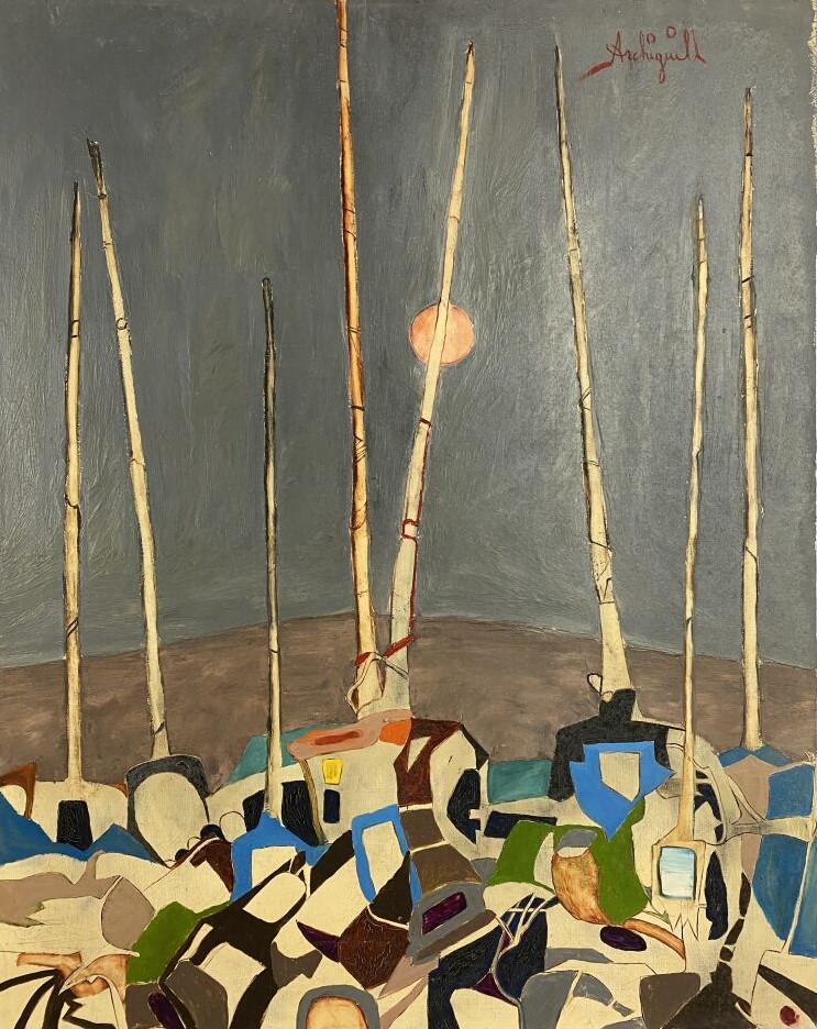 ARCHIGUILLE (1932-2017) - Les lances Huile sur toile, signée en haut à droite -…