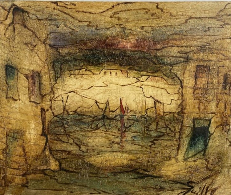 ARCHIGUILLE (1932-2017) - Port au pied de la cité - Huile sur toile, signée en…