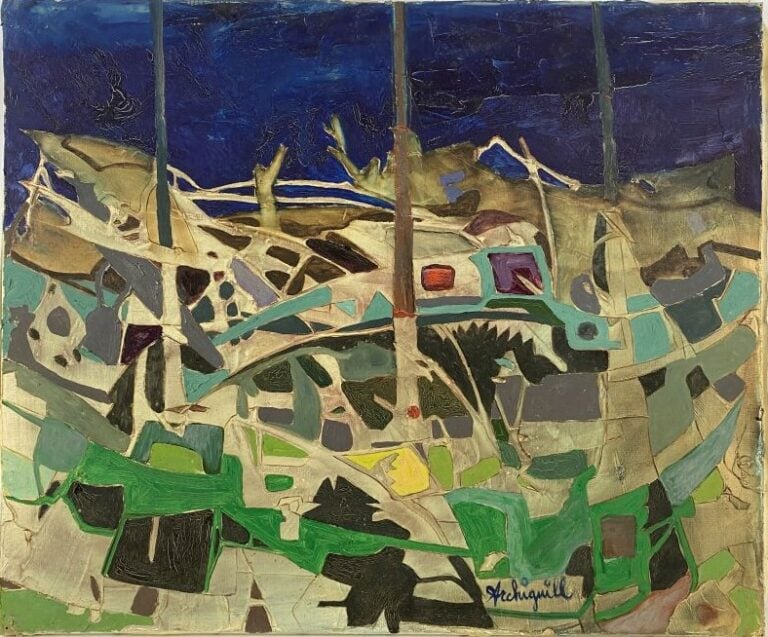 ARCHIGUILLE (1932-2017) - Tempête - Huile sur toile, signée en bas vers la droi…