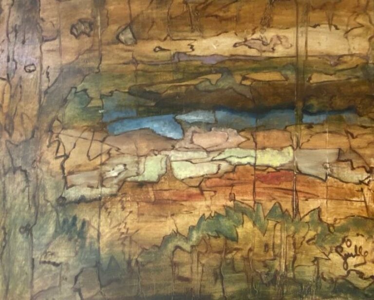 ARCHIGUILLE (1932-2017) - Village au bord de la mer - Huile sur toile, signée e…