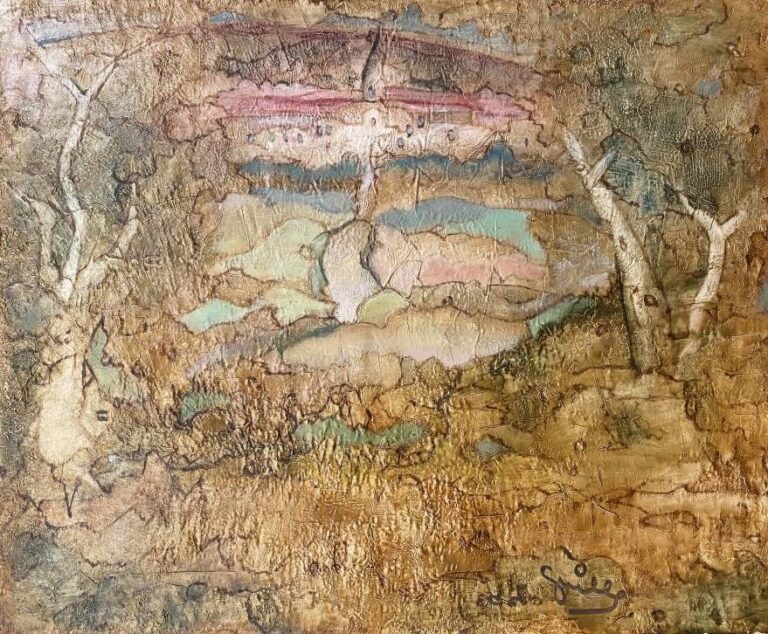 ARCHIGUILLE (1932-2017) - Village de sous-bois - Huile sur toile, signée vers l…