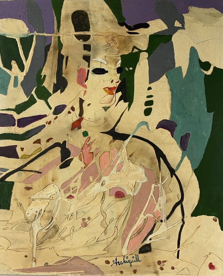 ARCHIGUILLE (1932-2017) - Visiteur du soir - Huile sur toile, signée en bas au…