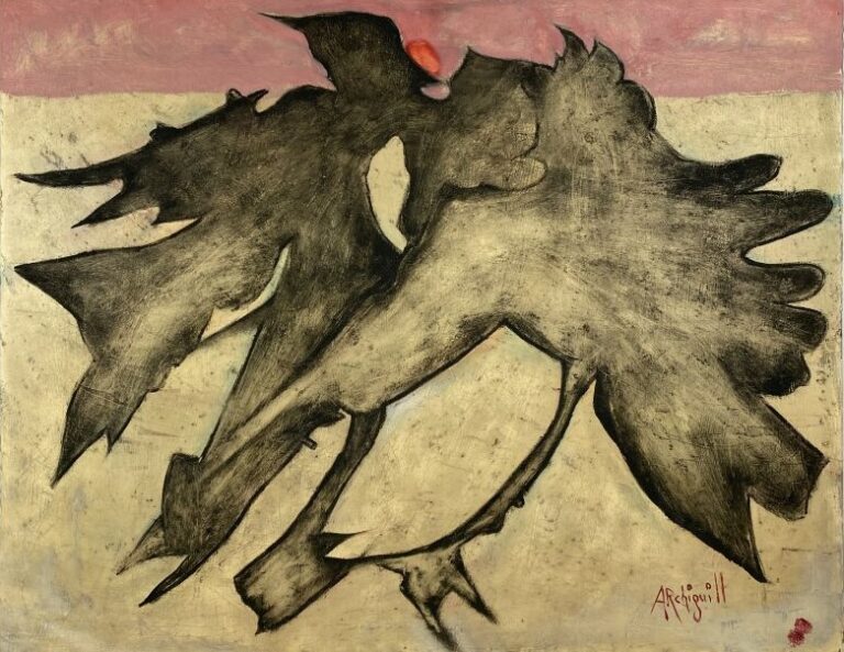 ARCHIGUILLE (1932-2017) - Volatiles en colère - Huile sur toile, signée en bas…