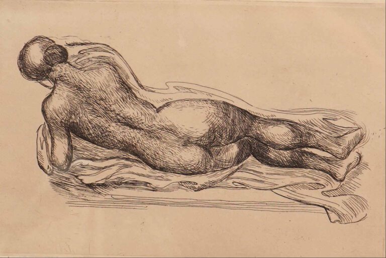 Aristide MAILLOL (1861-1944). - Femme étendue à la draperie - Eau-forte, monogr…