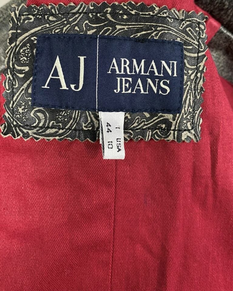 ARMANI Jeans - Veste en cuir vieilli noir gris - Taille 40 - (très bel état)