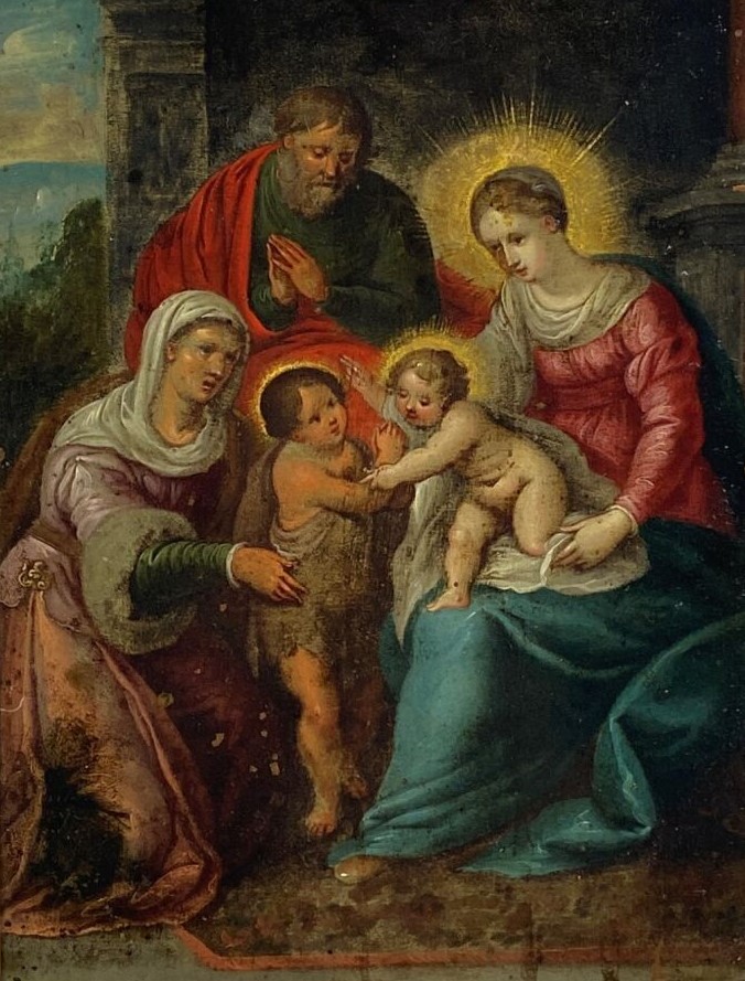 Attribué à Cornelis de BAILLEUR (Anvers 1607 - 1671) - La Sainte Famille avec s…