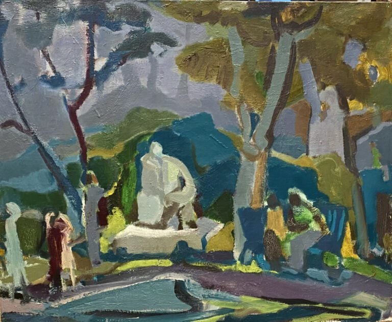Au parc - Huile sur toile, - 60 x 73 cm