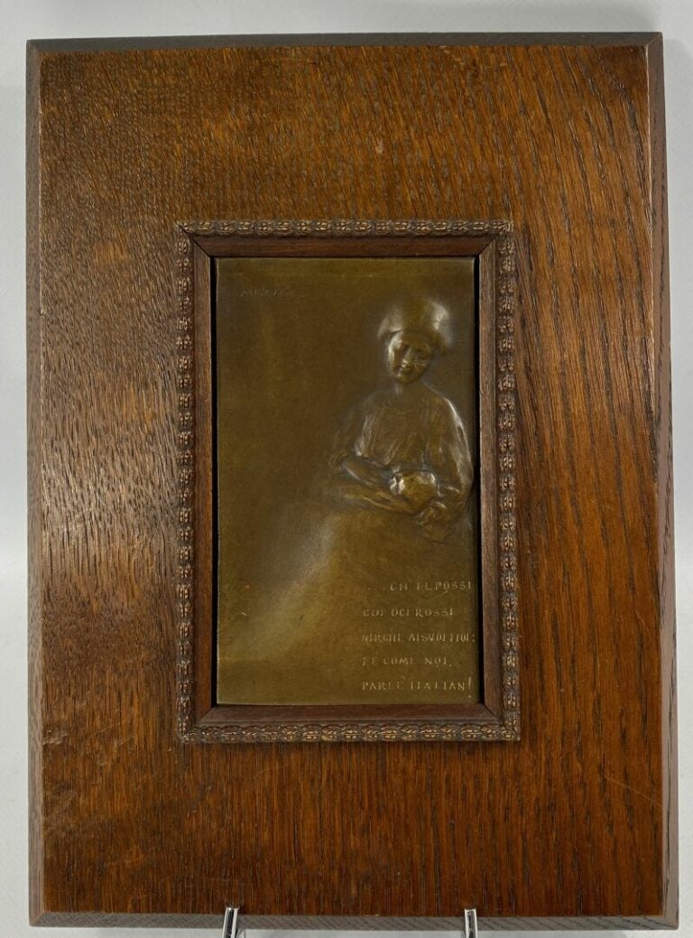 Aurelio MISTRUZZI (1880-1960) - Plaque en bronze à patine brune représentant un…