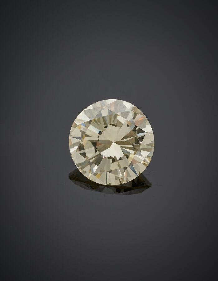 BAGUE solitaire en platine (min. 800‰) serti d'un diamant FANCY LIGHT YELLOW pe…
