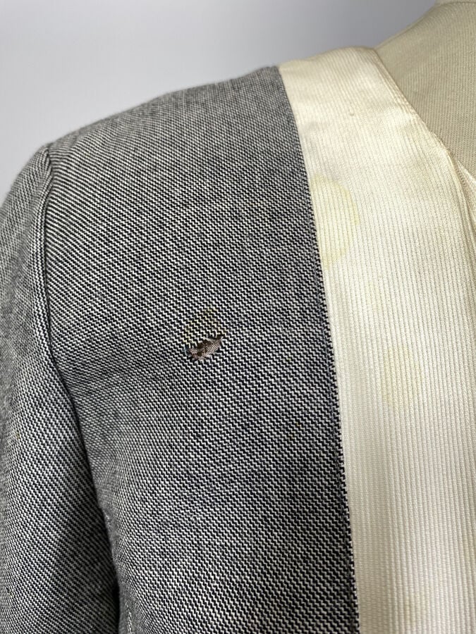 BALENCIAGA - Ensemble robe et veste à manches ¾ - La robe chinée gris à empièce…