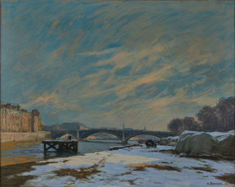BARNOIN Henri (1882-1940) - "Paris les quais en hiver" - Pastel signé en bas à…