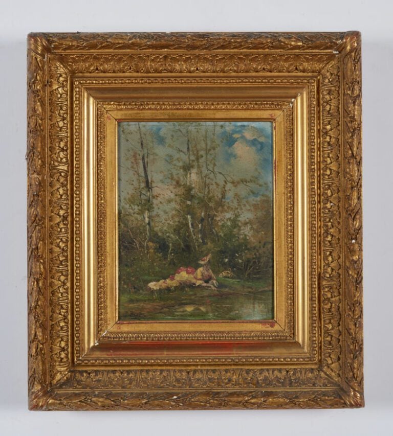 BARO J. - "Partie de pêche" - Huile sur panneau, signée en bas à gauche - 24 x…