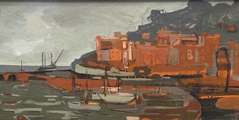 Barques de pêche - Huile sur toile, signée vers le milieu, contresignée et titr…