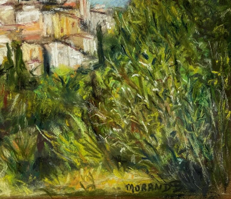 Bernadette MORAND (1947) - Village provençal - Pastel sur papier, signé en bas…