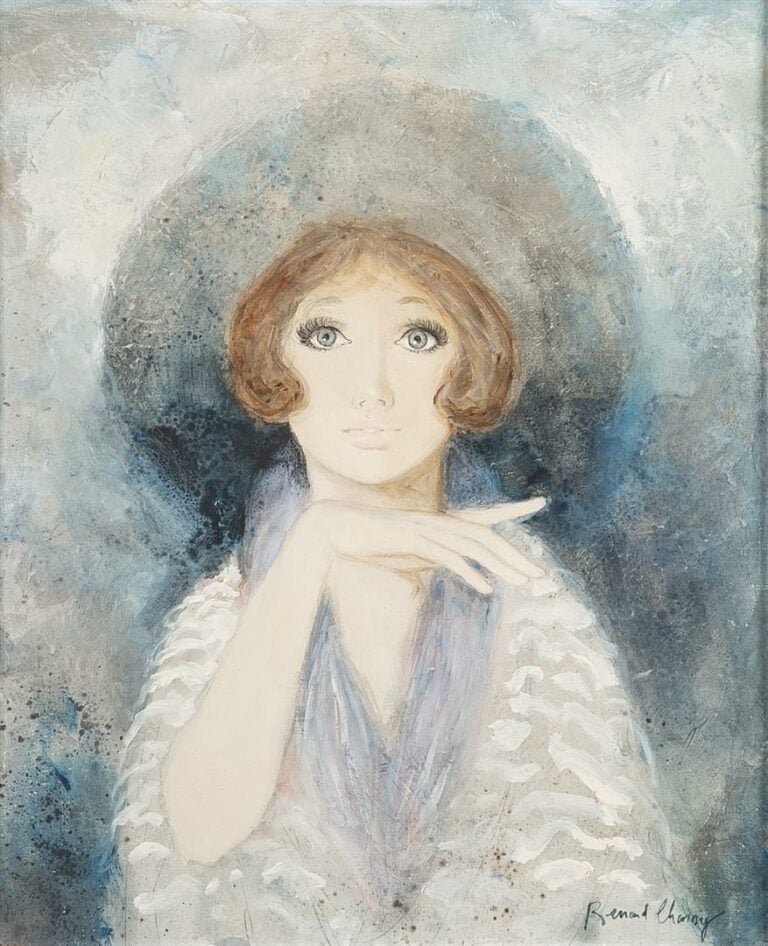 Bernard CHAROY (né en 1931). - Elégante de face au chapeau - Acrylique sur toil…