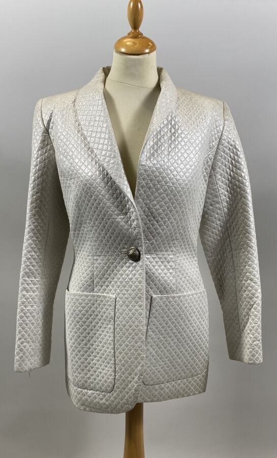 Bernard PERRIS - Tailleur jupe en soie, métal et laine - Taille 42 - - On joint…